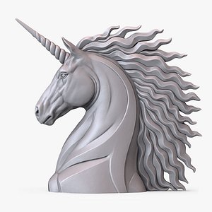 3D Unicorn Bust Statue Animal Sculpture