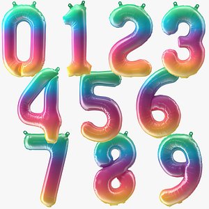 Helium Number Balloons Collection 3D