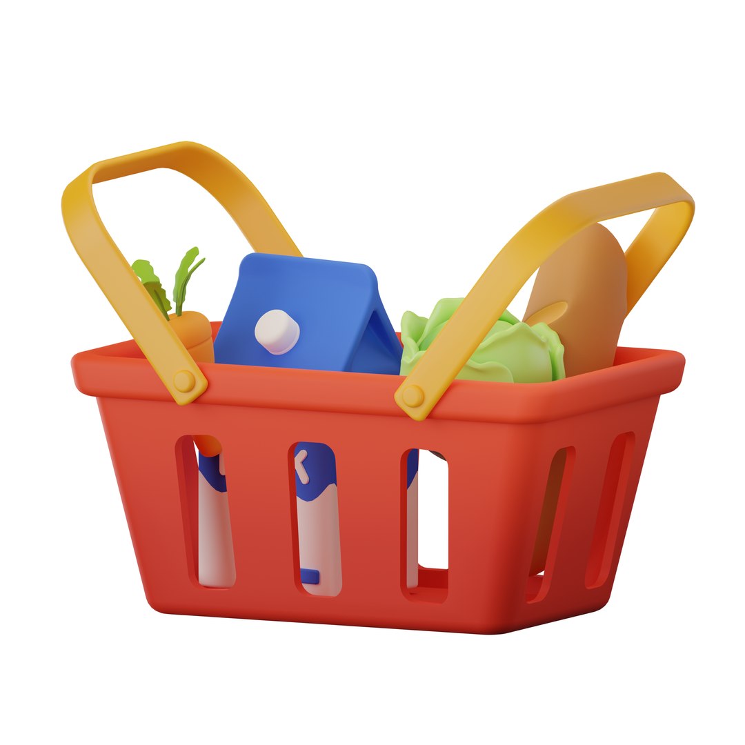 3D Cartoon supermarket UI icon Shopping bag Shopping cart Cash register Fruit vegetables egg milk model https://p.turbosquid.com/ts-thumb/tE/3hqXu2/Uu/03basketgrocery/png/1739552605/1920x1080/fit_q87/93d5dd278c1b70d87a1edc0ac5d4861cced19a3b/03basketgrocery.jpg