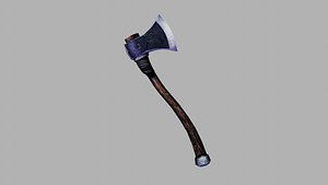 3D model Purple axe farm weapon pack Silver 2