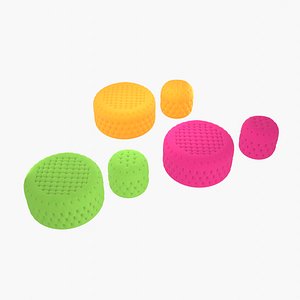 3D Fabric tufted ottoman collection  model