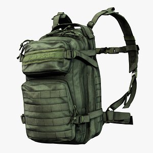 3D Green Combat Backpack - Realistic 3D Military Mode