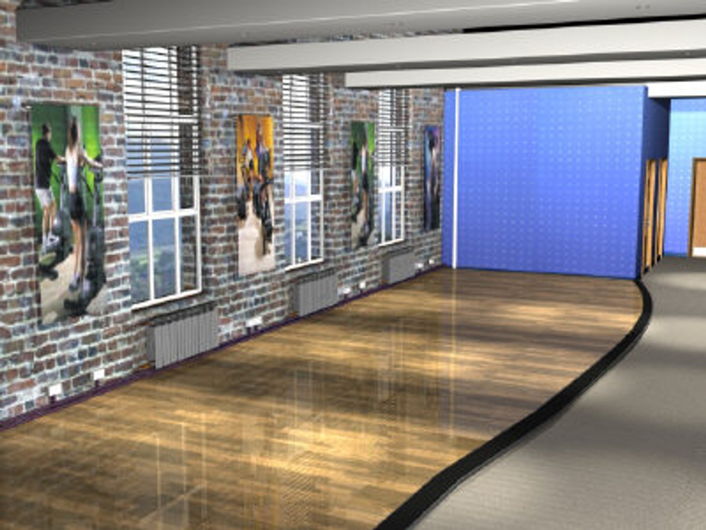 3d interior sportshall badminton model