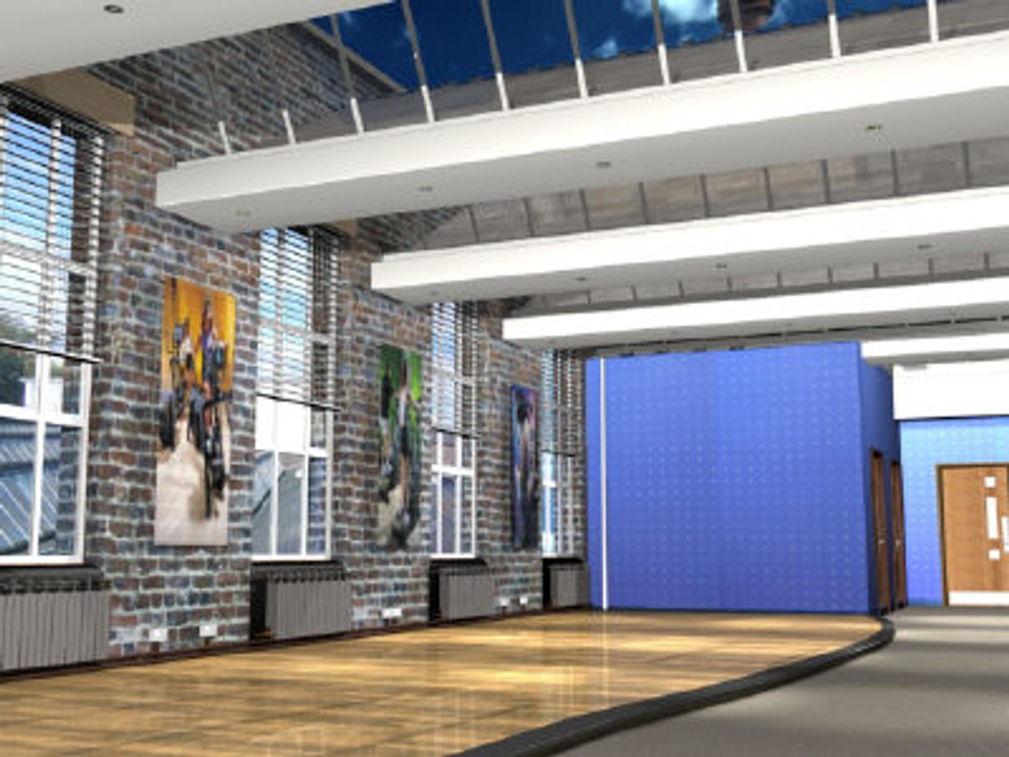 3d interior sportshall badminton model