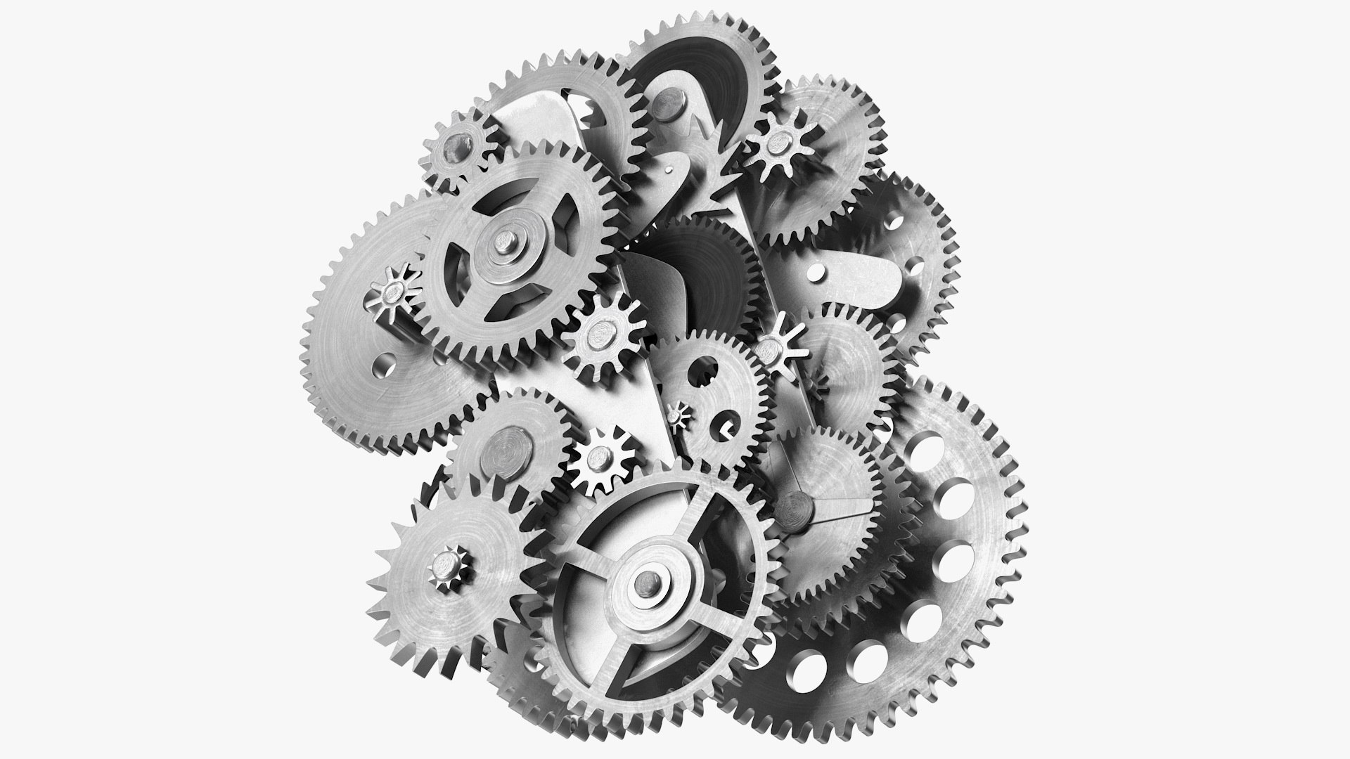 Clockwork Gear Mechanism Silver 3D model preview