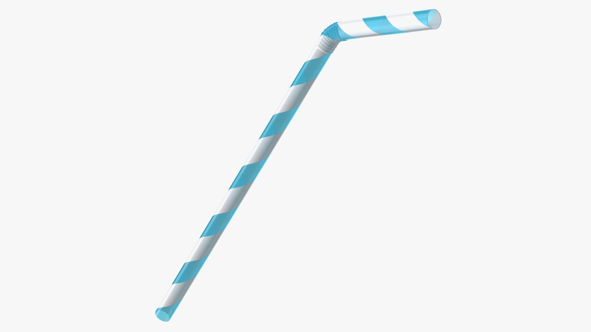 Flexible Plastic Straw Blue 3D model preview