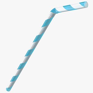 3D Flexible Plastic Straw Blue model