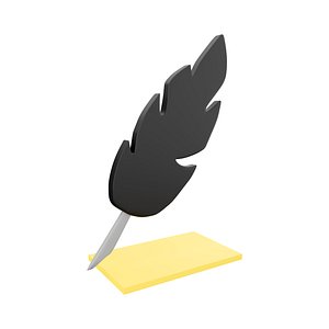 3d bird quill icon model