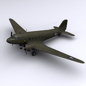 c-47 skytrain dakota transport 3d model