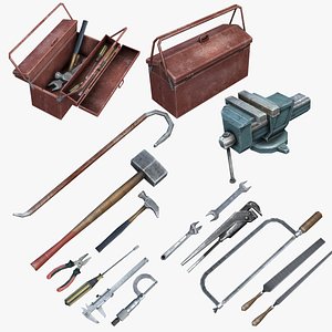 set low-poly mechanic tools 3ds