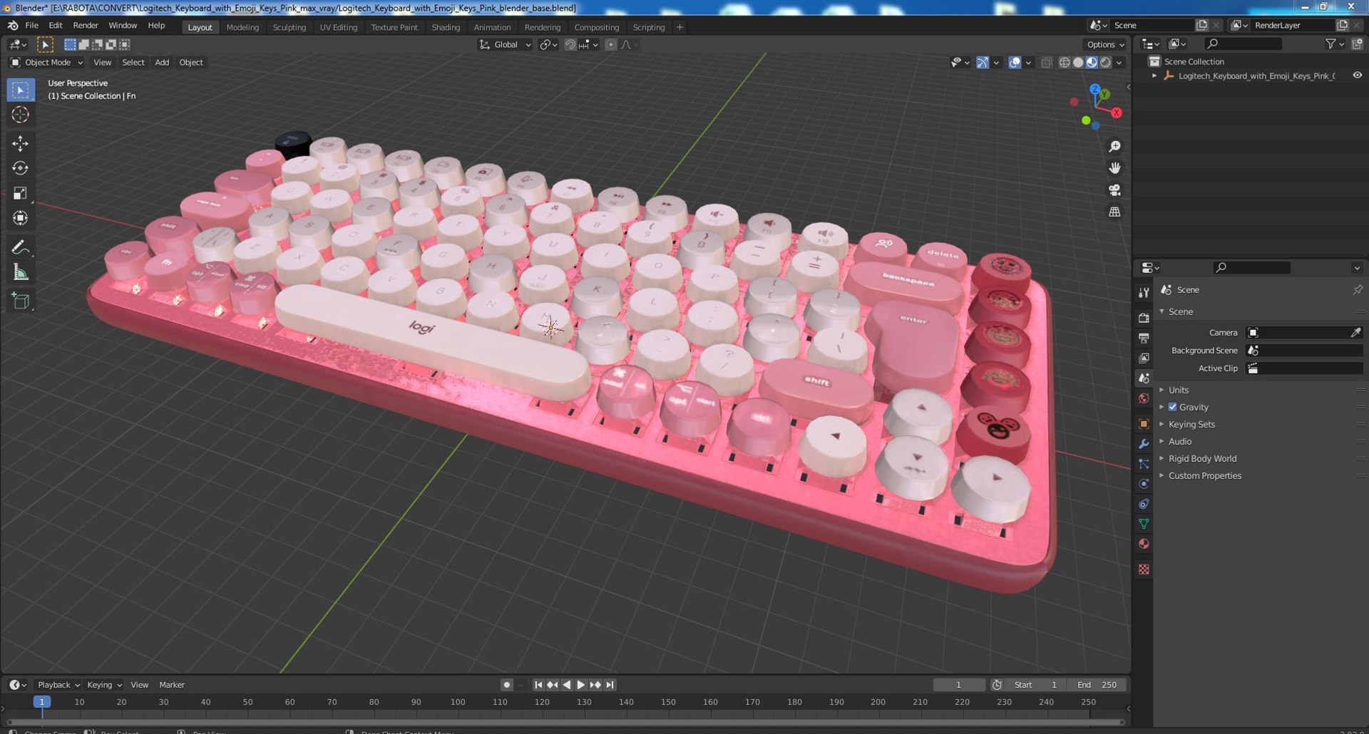 Logitech Keyboard with Emoji Keys Pink 3D model https://p.turbosquid.com/ts-thumb/tF/OL3rRN/0A/logitechkeyboardwithemojikeyspinkvray3dmodel017/jpg/1666069478/1920x1080/fit_q87/d45ce9ee7e4a5a364f551a9eabaa8b7bda79fe56/logitechkeyboardwithemojikeyspinkvray3dmodel017.jpg