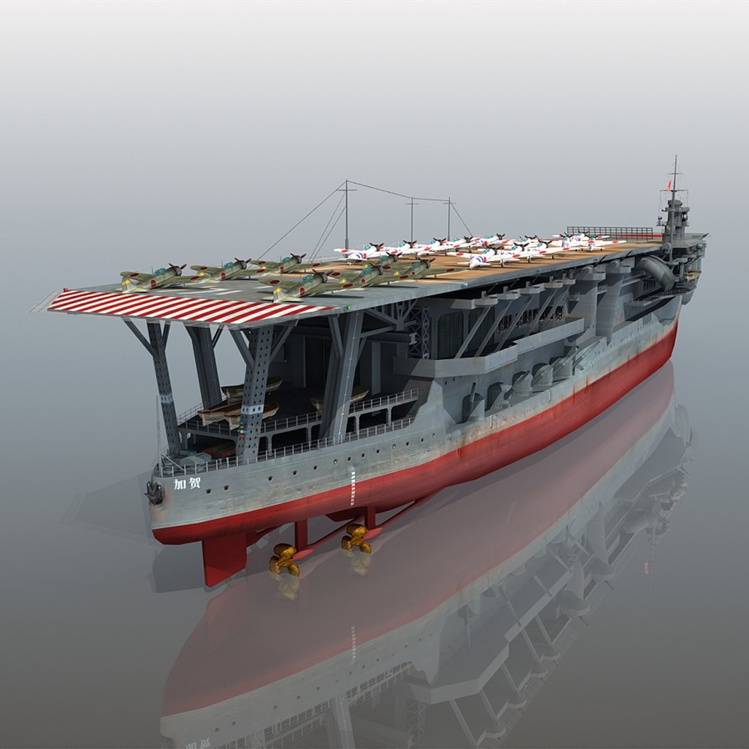 japanese aircraft carrier kaga 3d max