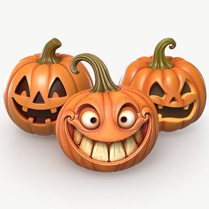 3D Jack o Lanterns small pack 3 model