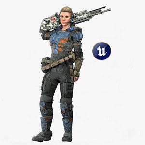 Realistic Rigged Fighter Soldier Girl-Suji Character 3D Model 3D model