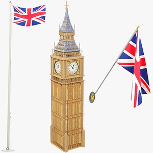 British Flags and Big Ben Collection V2 3D model