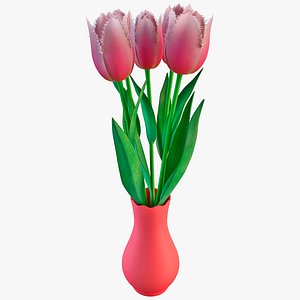 pink tulip flower 3d 3ds