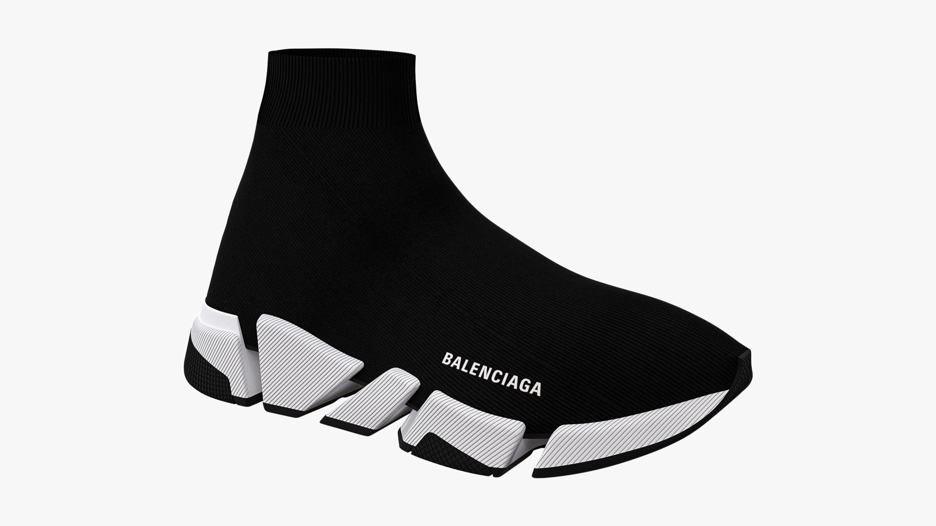 3D Balenciaga Speed 2 Trainers Black - TurboSquid 2052124