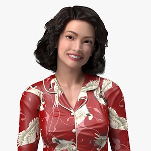 Asian Woman in Satin Pijama Rigged for Modo 3D model