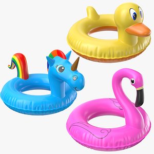 Three Detailed Pool Rings 3D