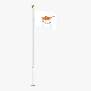 Cyprus Flag Stand Pole Animated Loop