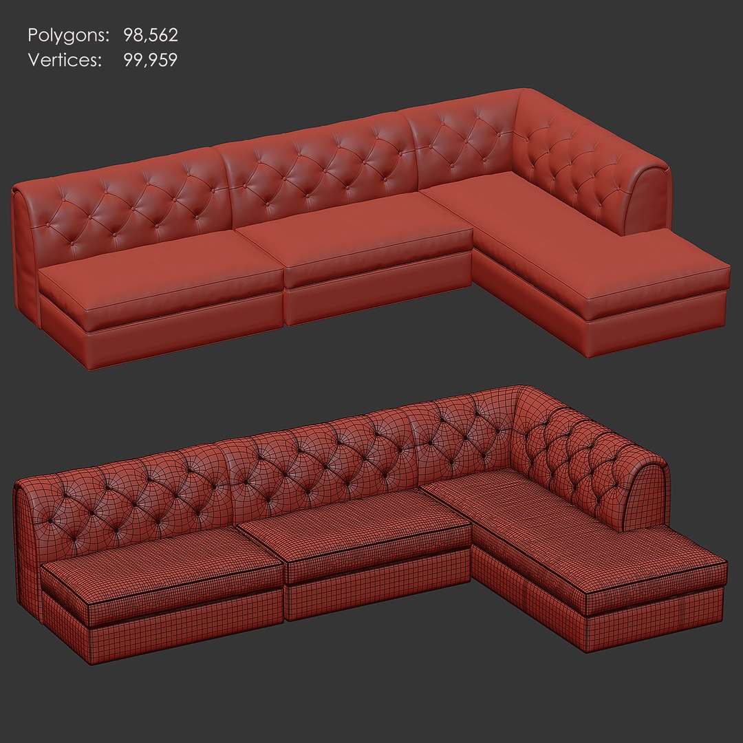 Black Tufted Lounge - Custom 3D Model - TurboSquid 2005081