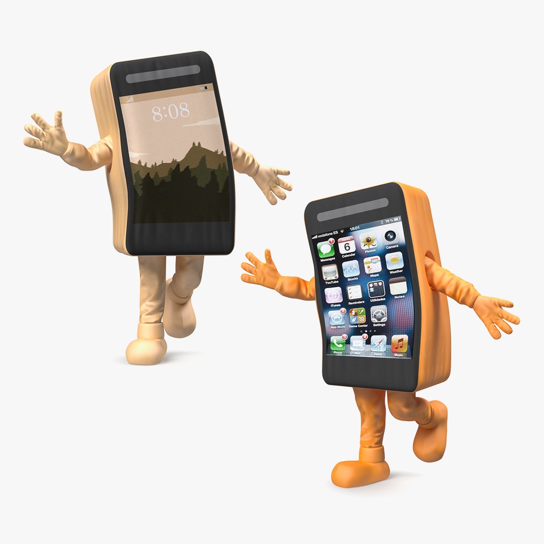 Rigged Cell Phone Mascot Costumes Collection 3D model preview