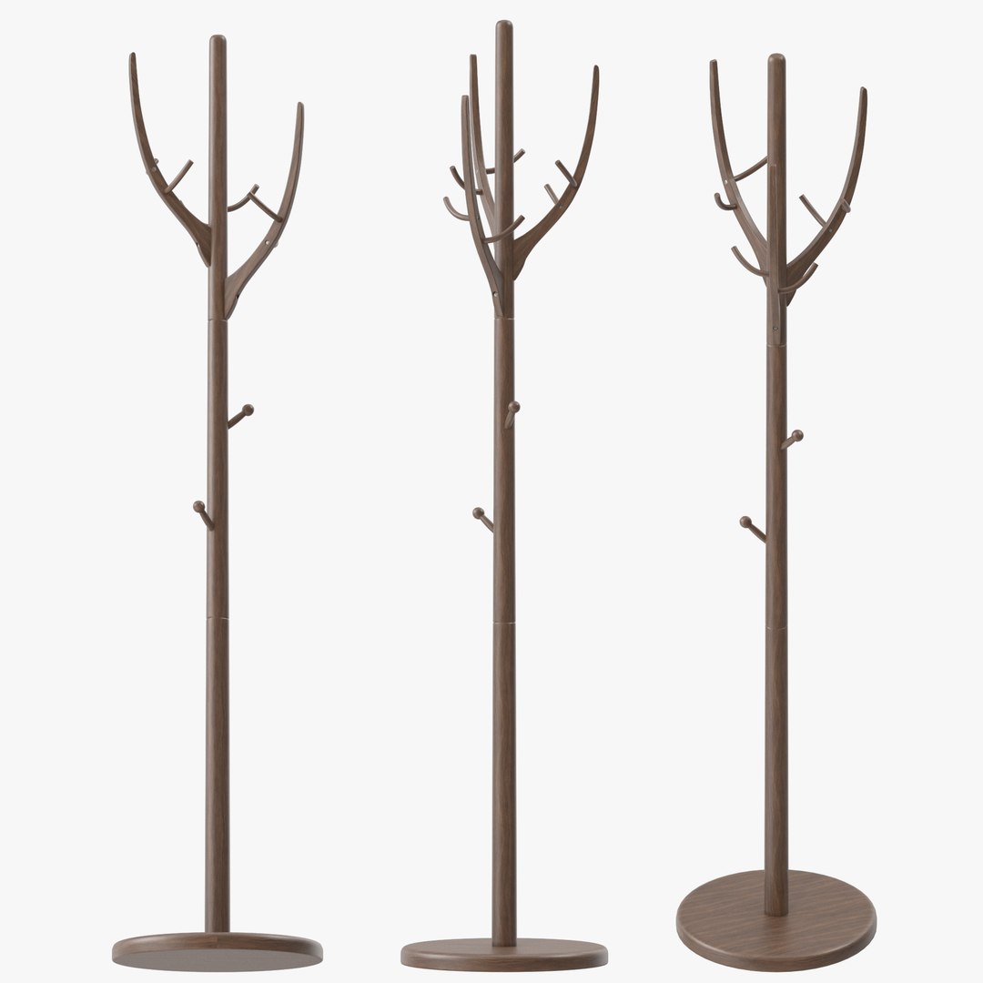 3D Solid Wood Coat Rack Model - TurboSquid 2035073