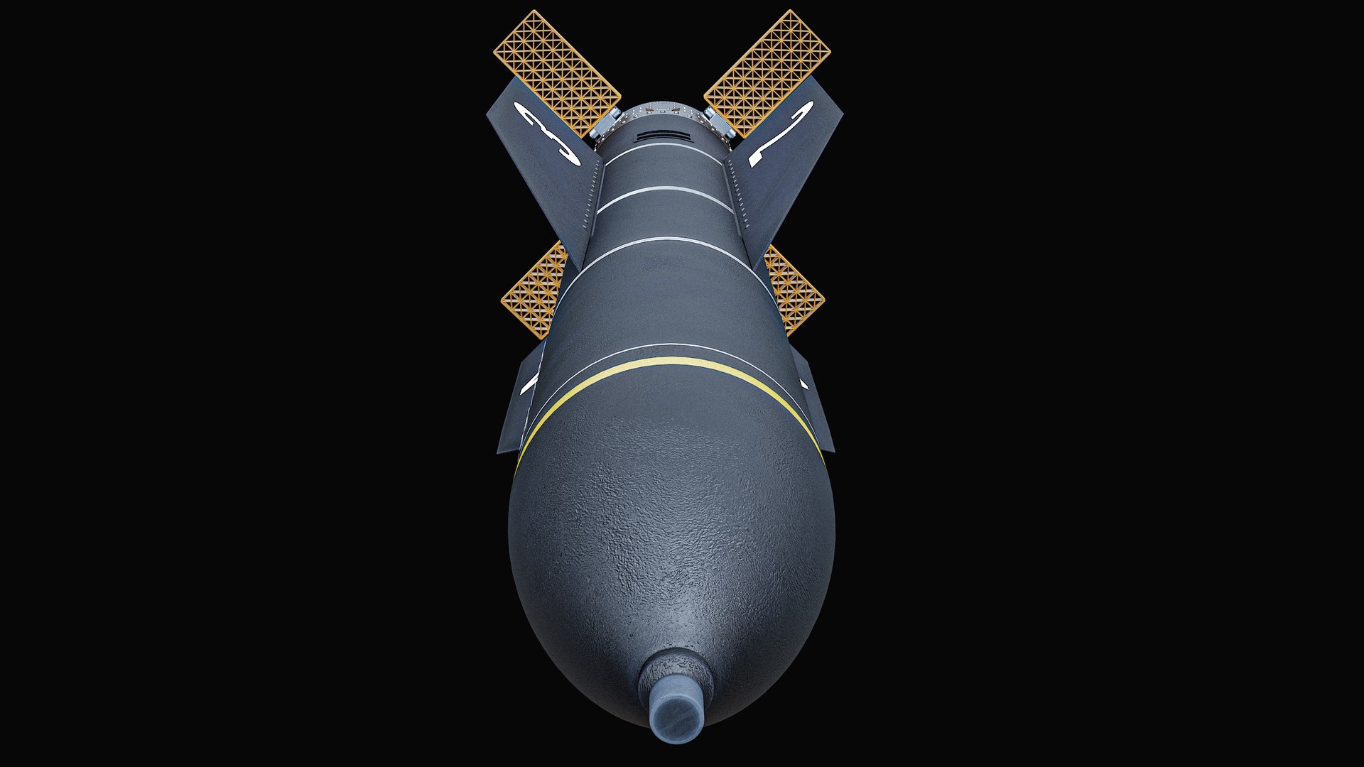 3D GBU-57 MOP Guided Bomb Unit Black Flight Test Edition PBR https://p.turbosquid.com/ts-thumb/tG/SRjnew/aj/r_scrgbu57_004a/png/1790410590/1920x1080/fit_q87/0f0bbadbc5443ac96726fca7d7f769c523283e7f/r_scrgbu57_004a.jpg