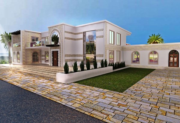 modern islamic villa autocad drawings model