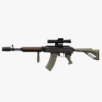 AK gun with texture and smrt material