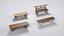 Japanese Wooden Bench Pack - 4 Game-Ready Benches with Bamboo