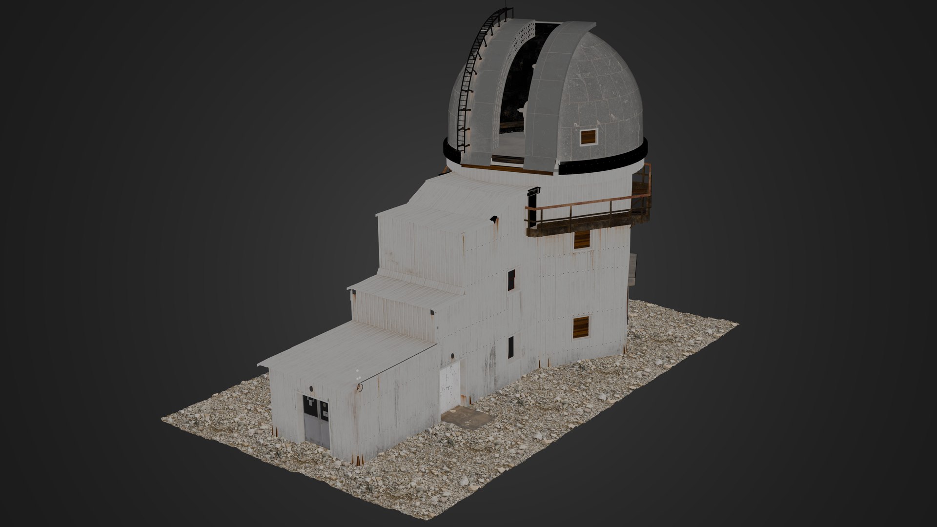 3D Model Realistic Astronomical Observatory 3D Model Metallic Dome ...