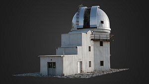 Realistic Astronomical Observatory 3D Model  Metallic Dome Building for Sci-Fi  and Space Projects