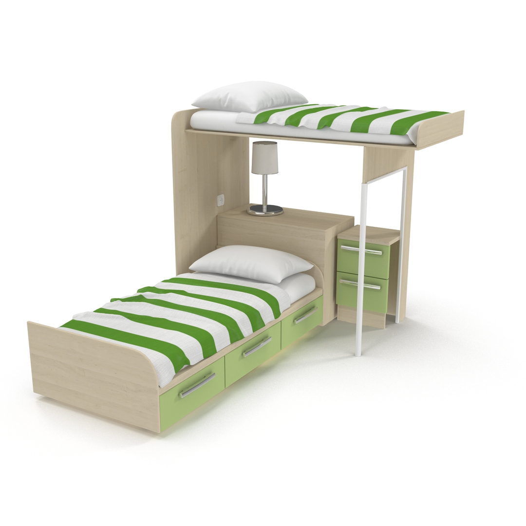 Двухъярусная кровать 3d Max