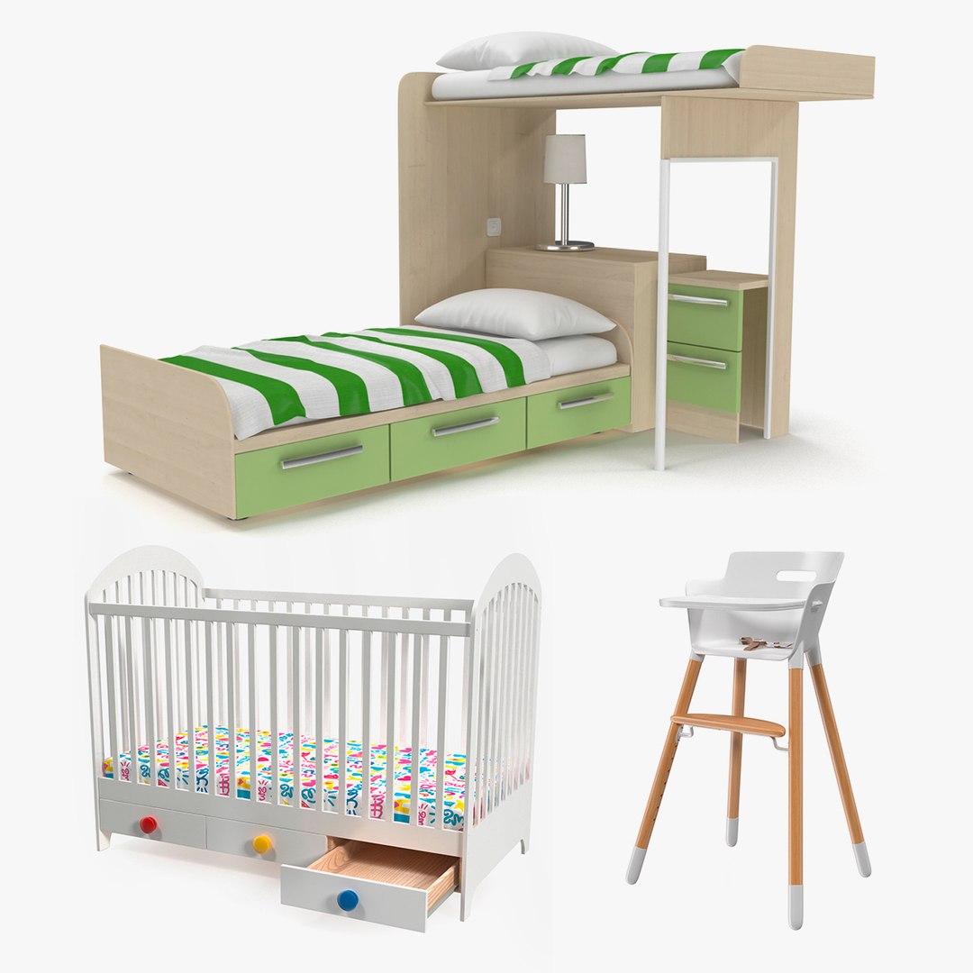 Childrens Furniture Collection 3D model preview