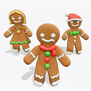 3D model Gingerbread men - Rigged characters pack