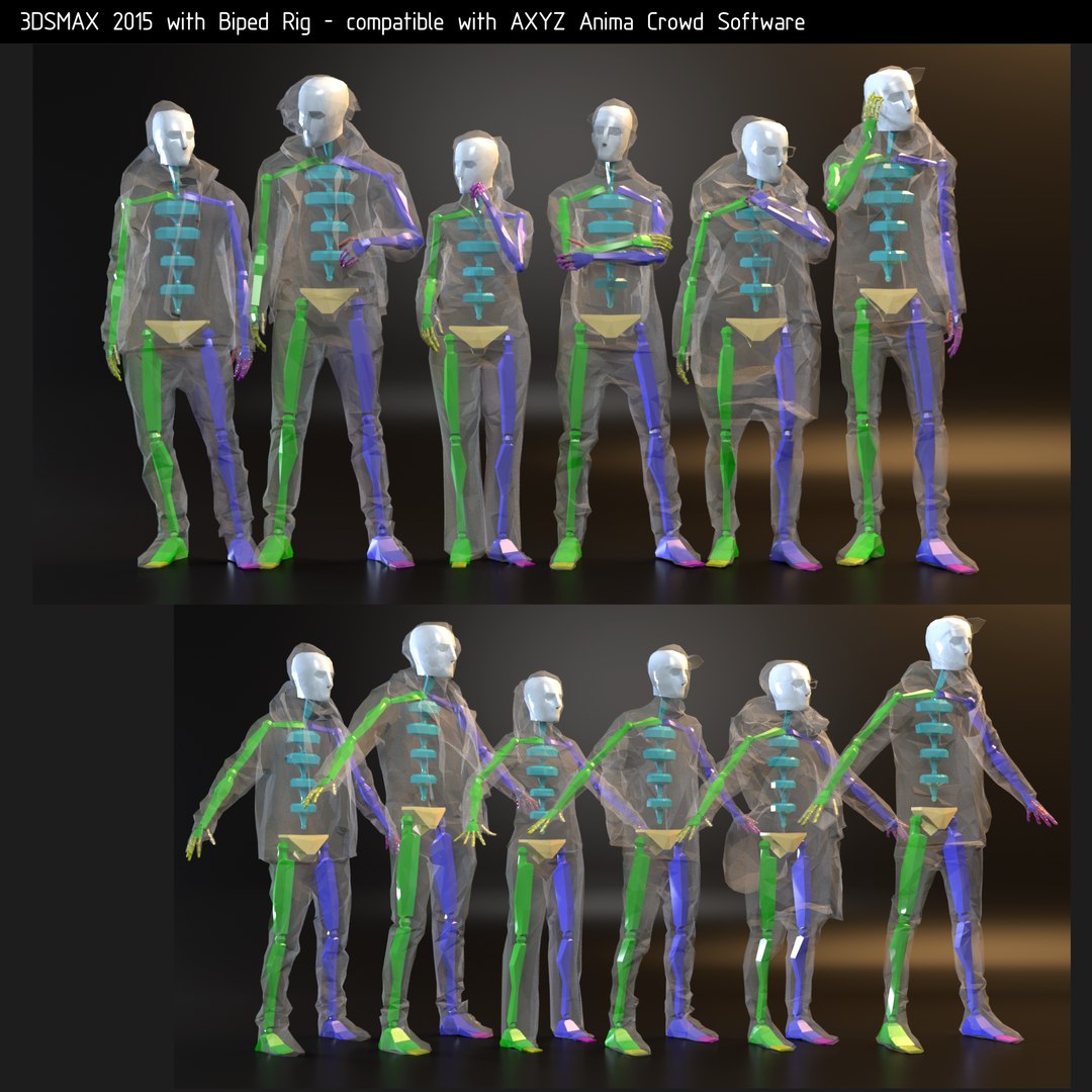 Rigged Bipeds Crowd Character Studio 3D Model - TurboSquid 1382180