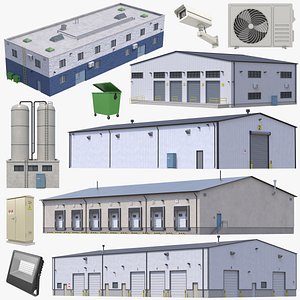 5 Industrial Buildings Collection 3D