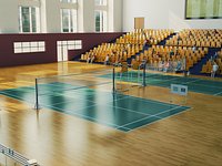 Indoor Badminton Court Stadium Sports Venue Interior 3D Pack