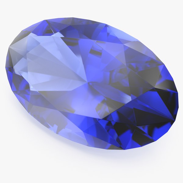 3D Oval Cut Blue Sapphire model