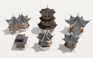 3D Chinese Pavilion Chinese Gazebo Chinese Ancient Architecture