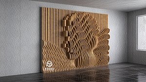 3D model Parametric Wavy Wooden Wall Decor 24 - wood cutting machines
