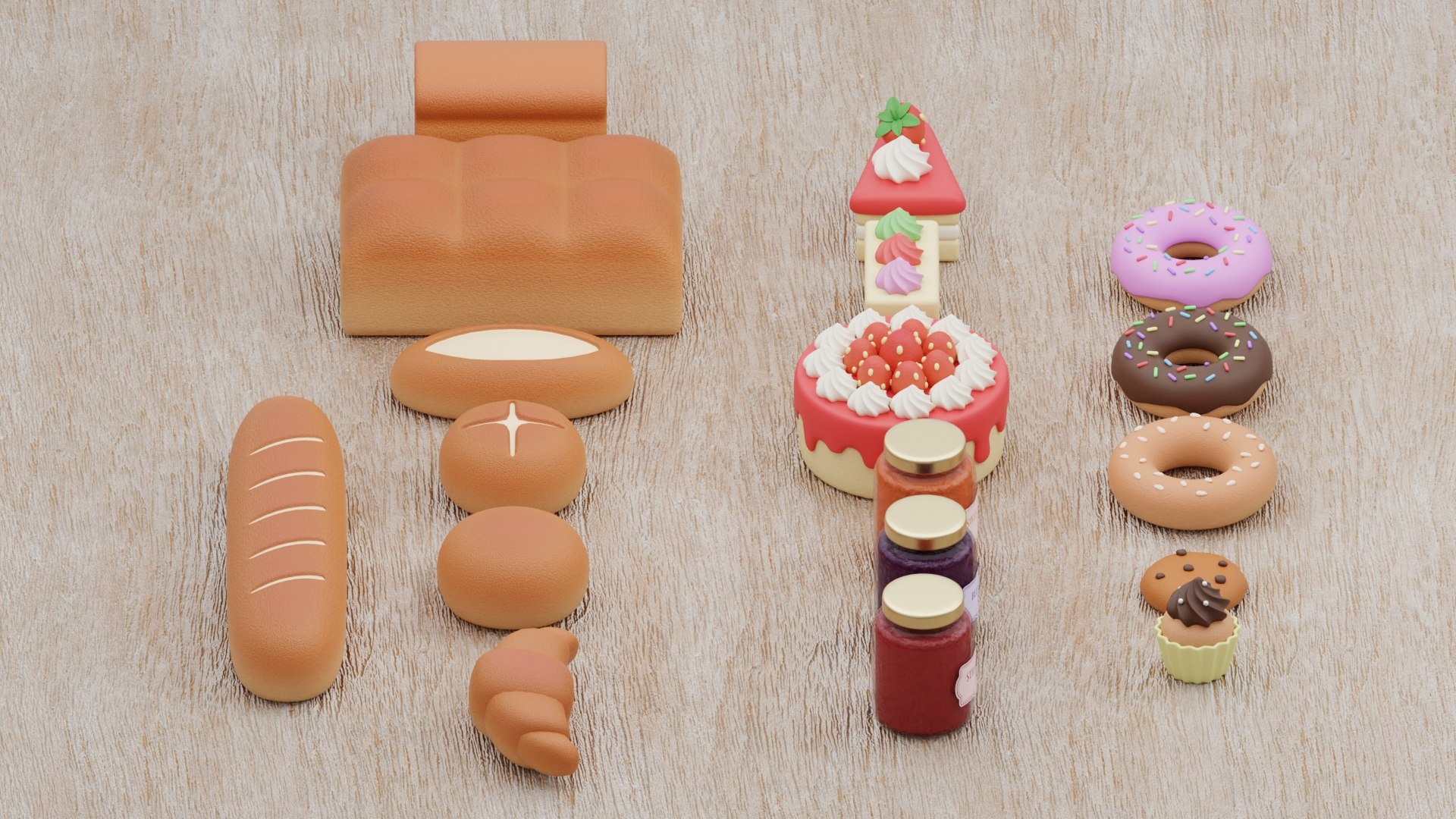 3D Bakery Collection https://p.turbosquid.com/ts-thumb/tH/3xDENU/Y7/z05/jpg/1722350980/1920x1080/fit_q87/161d3d2e61f176635494a24a0d5872aa5353702e/z05.jpg