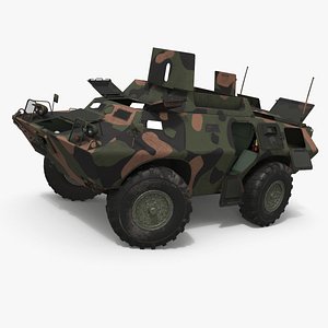 3D model Military Armored Car with Roof Hatch Camouflage with Interior Rigged for Maya