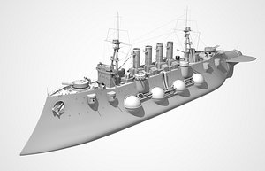 3D steampunk flying cruiser model