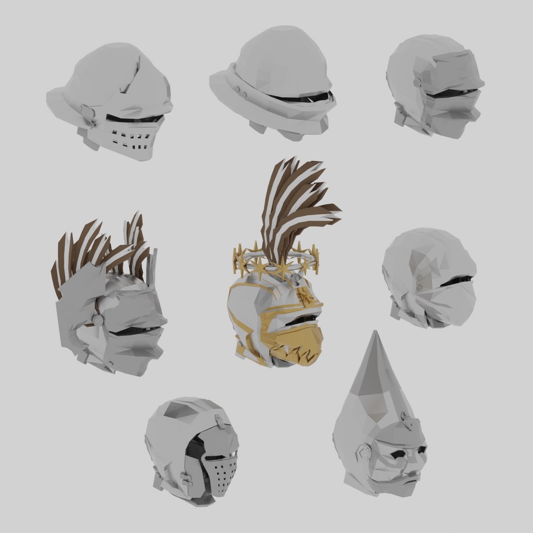 3D Knight Helmets - LowPoly - TurboSquid 2277863
