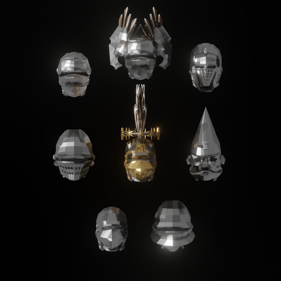 3D Knight Helmets - LowPoly - TurboSquid 2277863