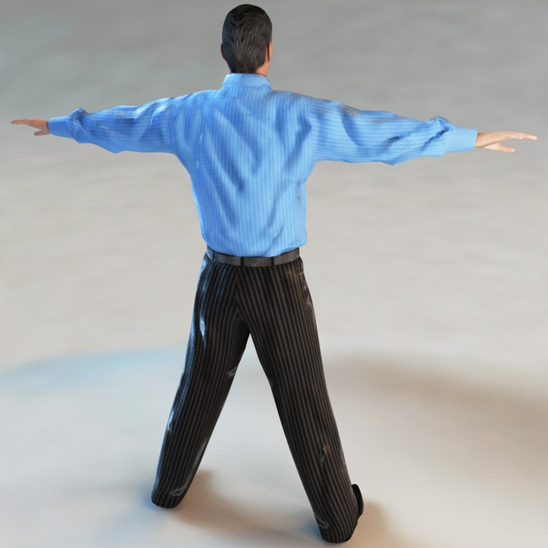 3d office worker rigged biped model