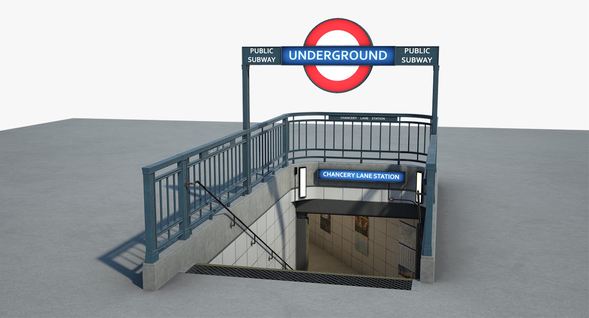 3D england london underground entrance model - TurboSquid 1247370