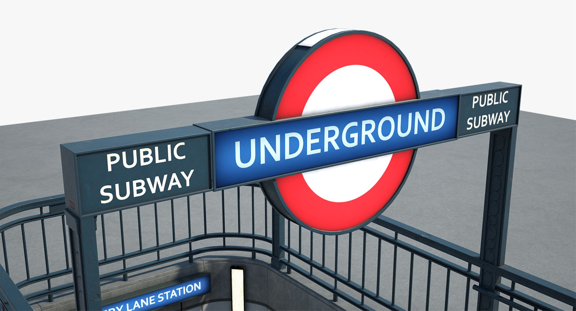 3D england london underground entrance model - TurboSquid 1247370